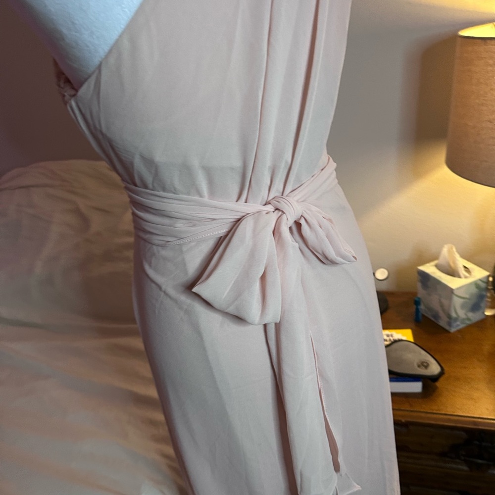 nouvelle AMSALE One-Shoulder Pale Blush Wrap Dress